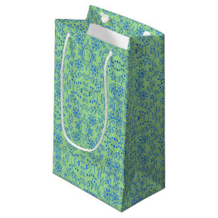 Petit Sac Cadeau motif plante A08.b boho. lgreen BG
