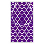 Petit Sac Cadeau Motif Quatrefoil Marocain Blanc Violet #5 (Dos)