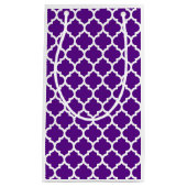 Petit Sac Cadeau Motif Quatrefoil Marocain Blanc Violet #5 (Devant)