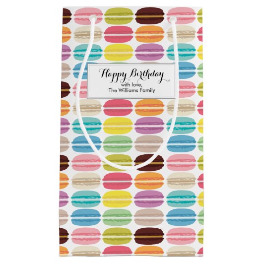 Petit Sac Cadeau Motif Rainbow Macarons personnalisé (Devant)