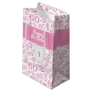 Petit Sac Cadeau Motif rose et blanc de joyeux soixantième