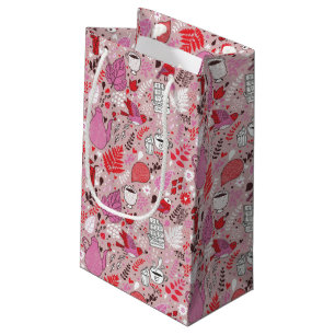 Petit Sac Cadeau Motif savoureux avec des oiseaux et des fleurs