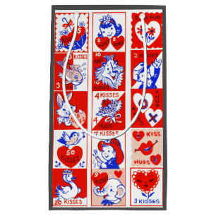 Petit Sac Cadeau Motif timbre de la Saint-Valentin vintage des anné