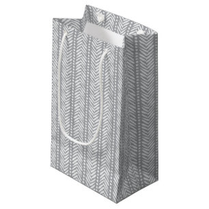 Petit Sac Cadeau Motif tiré par la main gris de Chevron