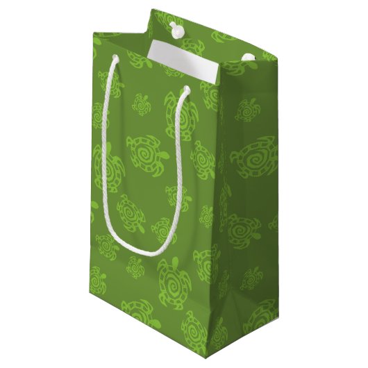 Petit Sac Cadeau Motif tourbillonnant de vert de tortue (Devant Angle)