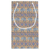 Petit Sac Cadeau Motif tribal d'éléphant ethnique bleu (Dos)