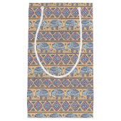 Petit Sac Cadeau Motif tribal d'éléphant ethnique bleu (Devant)