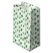 Petit Sac Cadeau Motif vert clair de cactus (Devant Angle)