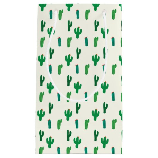 Petit Sac Cadeau Motif vert clair de cactus (Devant)