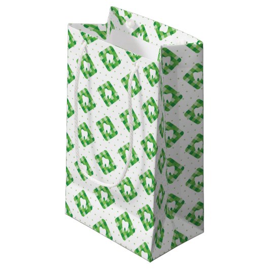 Petit Sac Cadeau Motif vert de dent de plaid (Devant Angle)
