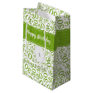 Petit Sac Cadeau Motif vert et blanc de joyeux 30ème anniversaire