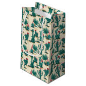 Petit Sac Cadeau Motif vert et rouge de cactus (Dos Angle)