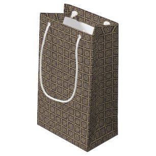 Petit Sac Cadeau Motif vintage de damassé d'art, d'or