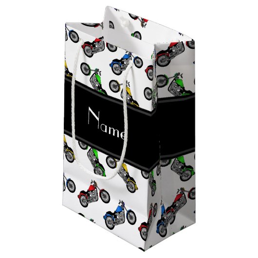 Petit Sac Cadeau Motocyclettes blanches de nom personnalisé (Devant Angle)