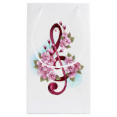 Petit Sac Cadeau Musical treble clef notes with sakura flowers (Dos)
