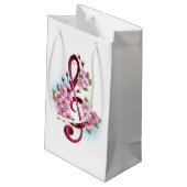 Petit Sac Cadeau Musical treble clef notes with sakura flowers (Dos Angle)