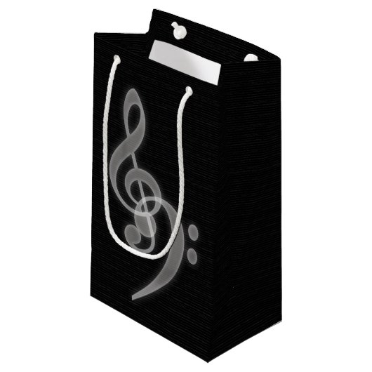 Petit Sac Cadeau Musique - Treble et Bass Clef (Devant Angle)