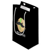 Petit Sac Cadeau Mustachio Funny Pistachio Mustache Pun Dark BG (Devant Angle)
