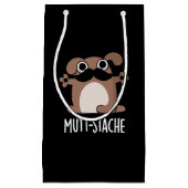 Petit Sac Cadeau Mutt-stache Funny Chien Mustache Pun Dark BG (Devant)
