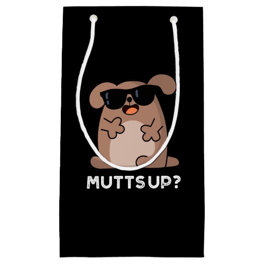 Petit Sac Cadeau Mutup Funny Doggie Pun Dark BG (Devant)