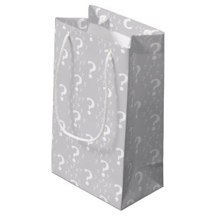 Petit Sac Cadeau Mystère point de question énigme puzzle gris clair