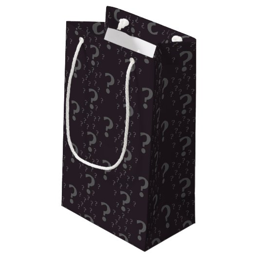 Petit Sac Cadeau Mystère point d'interrogation riddle puzzle gris (Dos Angle)