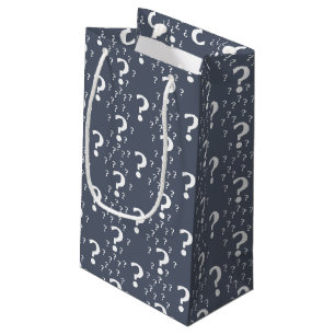 Petit Sac Cadeau Mystère question marque énigme puzzle bleu-gris