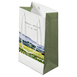 Petit Sac Cadeau Napa Valley Watercolor Vineyard Paysage Mariage