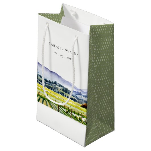 Petit Sac Cadeau Napa Valley Watercolor Vineyard Paysage Mariage (Devant Angle)