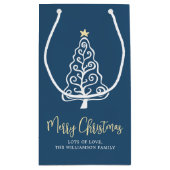 Petit Sac Cadeau Navy Joyeux Noël Arbre Nom Script Caprice (Dos)