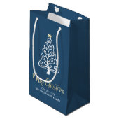 Petit Sac Cadeau Navy Joyeux Noël Arbre Nom Script Caprice (Devant Angle)