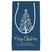 Petit Sac Cadeau Navy Joyeux Noël Arbre Nom Script Caprice (Devant)