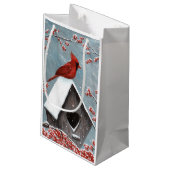 Petit Sac Cadeau Neige cardinale du nord d'hiver (Dos Angle)