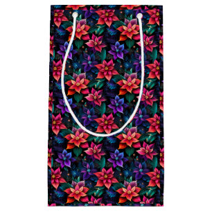 Petit Sac Cadeau Neon Christmas Poinsettias