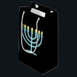 Petit Sac Cadeau Neon Menorah<br><div class="desc">Menorah bleu en style néon signe.</div>