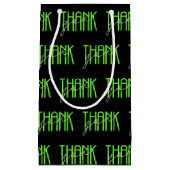 Petit Sac Cadeau néon vert et blanc merci (Devant)