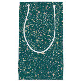 Petit Sac Cadeau Night Sky Stars Celestial Turquoise et or (Devant)