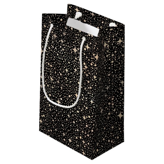 Petit Sac Cadeau Night Sky Stars Noir et Or (Dos Angle)