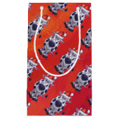 Petit Sac Cadeau Noël à la vache (Devant)