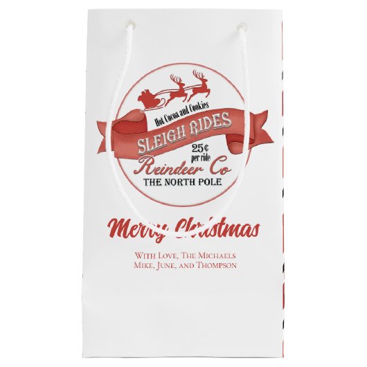 Petit Sac Cadeau Noël blanc et rouge mignon (Devant)