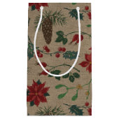 Petit Sac Cadeau Noël botanique traditionnel (Devant)