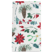 Petit Sac Cadeau Noël botanique traditionnel (Devant)