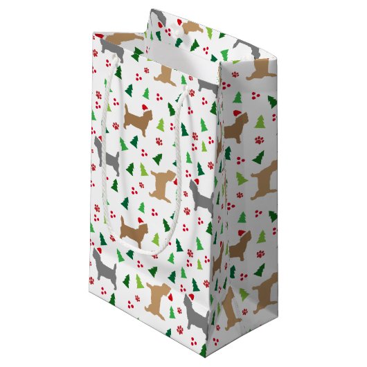 Petit Sac Cadeau Noël Cairn Terrier Chien Howliday Tree (Devant Angle)
