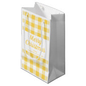 Petit Sac Cadeau Noël Carreau Jaune Moderne (Devant Angle)