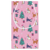 Petit Sac Cadeau Noël Chats et arbres Motif de vacances (Dos)