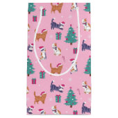 Petit Sac Cadeau Noël Chats et arbres Motif de vacances (Devant)