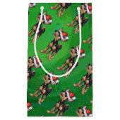 Petit Sac Cadeau Noël Chihuahua sur vert (Devant)