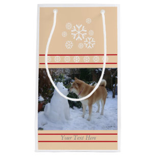 Petit Sac Cadeau Noël de baiser mignon de photo d'akita de bonhomme