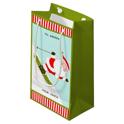 Petit Sac Cadeau Noël de ski (Devant Angle)