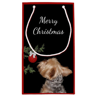 Petit Sac Cadeau Noël de Yorkie tenté